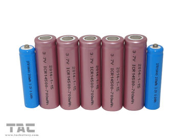 AAの充電電池700mAhのリチウム イオン円柱ICR14500細胞