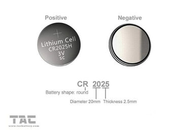 CR2025 3.0V 160mAのLEDライトのための第一次リチウム硬貨の細胞電池