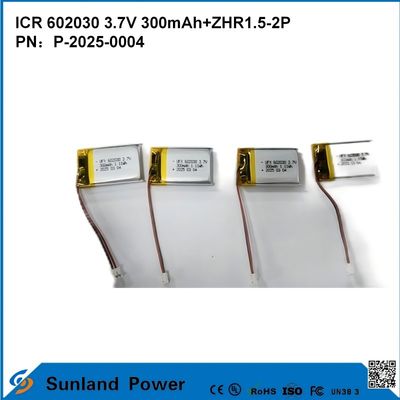 602030 3.7V 300mAh+ZHR1.5-2P バッテリー 超薄型デザイン 柔軟な互換性 各種小型スマートデバイス ブルーツ耳機 ウェアラブルデバイス 携帯医療機器