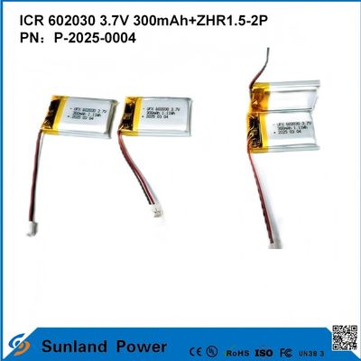 602030 3.7V 300mAh+ZHR1.5-2P バッテリー 超薄型デザイン 柔軟な互換性 各種小型スマートデバイス ブルーツ耳機 ウェアラブルデバイス 携帯医療機器