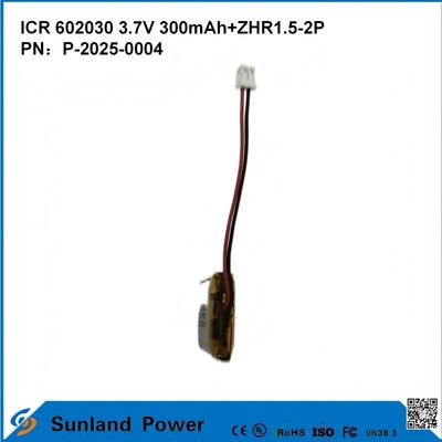 602030 3.7V 300mAh+ZHR1.5-2P バッテリー 超薄型デザイン 柔軟な互換性 各種小型スマートデバイス ブルーツ耳機 ウェアラブルデバイス 携帯医療機器