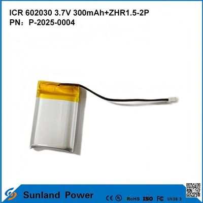 602030 3.7V 300mAh+ZHR1.5-2P バッテリー 超薄型デザイン 柔軟な互換性 各種小型スマートデバイス ブルーツ耳機 ウェアラブルデバイス 携帯医療機器