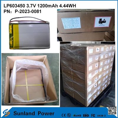 GP603450 消費電子機器および医療用セル 1200mAh 3.7V UL & UN38.3 株式で証明され,カスタマイズ可能