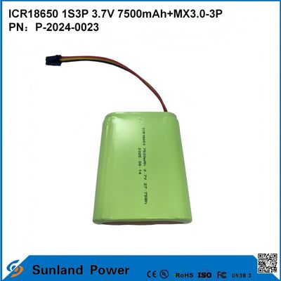 CR18650 1S3P 3.7V 7500mAh+MX3.0-3P-UL2054 バッテリー