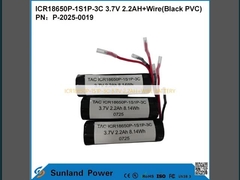 ICR18650P-1S1P-3C 3.7V 2.2AH+WIRE バッテリー