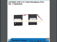 ICR18650 1S3P 3.7V 7.8AH+WIRE(黒色PVC) バッテリー