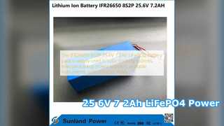 IFR26650 8S2P 25.6V 7.2Ah LiFePO4 バッテリー電源